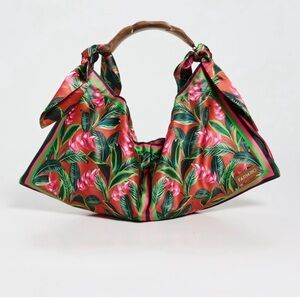 Farm Rio Red Dream Garden Tropical Print Women's Scarf Bag NWOT